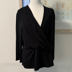 NWT 🌸 J. Jill Black Wrap Blouse Size Large